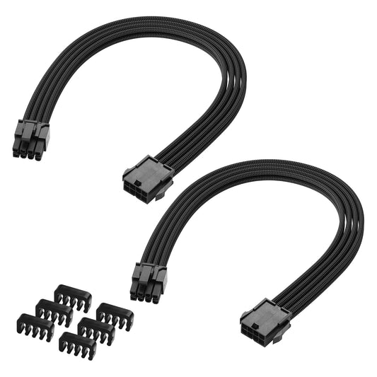 ELFJMZP 2PCS ATX 8PIN Famale to ATX 8PIN(6+2) Male Black Extension Cable Adaptor for PC Build High-End GPU Cable Layout - 30cm/11.8 in. (Black) - PuriLite