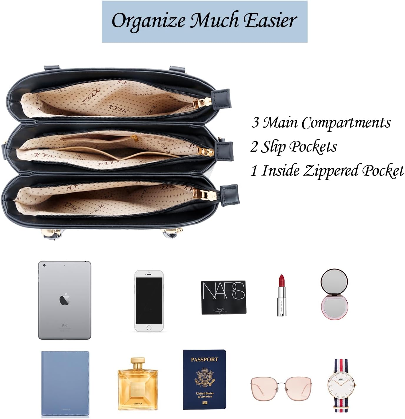 KKXIU Trendy Tote Bag for Women Lightweight Oxford Big Capacity Shoulder Purses and Handbags - PuriLite