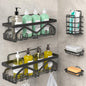 Coraje Adhesive Shower Caddy, 5-Pack Shower Shelves, Large Capacity Load Bearing 40 LBS Shower Organizer, No Drilling Shower Shelf, Rustproof Stainless Steel Bathroom Shower Storage, Black - PuriLite