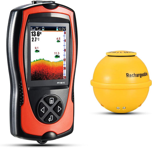 Atibin Portable Sonar Fish Finder Water Sensor Transducer Depth Finder Kayak Wireless Handheld Fish Finders Canoe Fishing - PuriLite