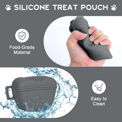 Dog Treat Pouch for Training, Silicone Magnetic Closure Dog Treat Bag Portable Treat Pouch with Belt, Waterproof Small Treat Bag for Dog Training, Dog Walking (Cyan) - PuriLite