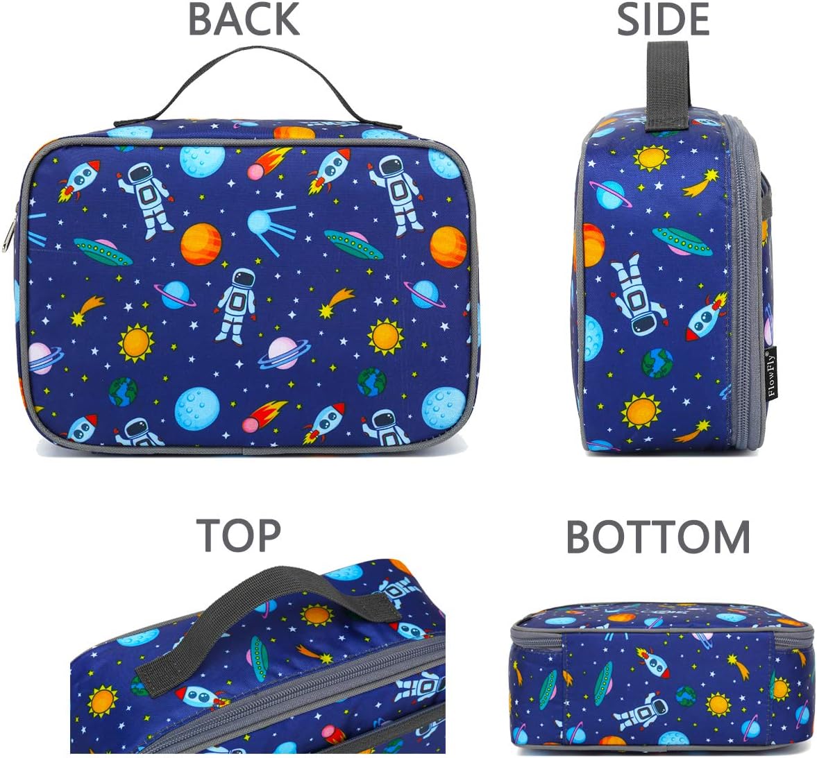 FlowFly Kids Lunch Box Insulated Soft Bag Mini Cooler Back to School Thermal Meal Tote Kit for Girls, Boys, Black - PuriLite