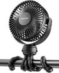 Gaiatop Mini Portable Pram Fan, Rechargeable Small Clip on Fan for Stroller, Detachable 3 Speed 360 Degree Rotate Flexible Tripod Handheld Desk Cooling Car Seat Crib Treadmill Travel Black - PuriLite