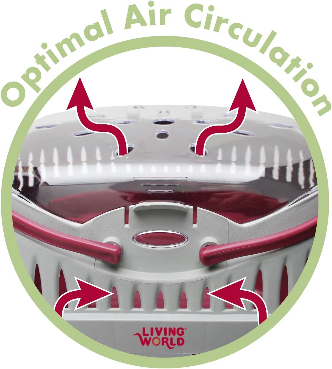 Living World 60888 Pet Carrier, Red/Grey, Large - PuriLite
