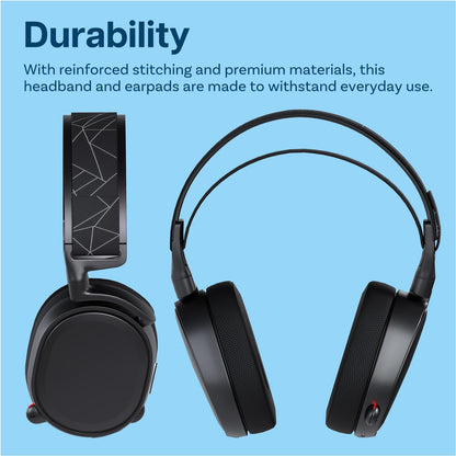 Ear Pads & Headband Replacement for SteelSeries Arctis 7/9 / Pro & Prime Wireless Gaming Headset etc. by MMOBIEL - Cooling Gel Ear Pad Cushions & Elastic Fabric Headband Top Pad Cushion - PuriLite