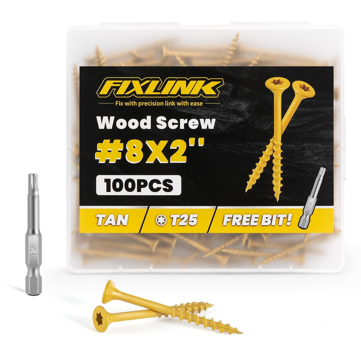 Wood Screws 3 Inch, FIXLINK Deck Screws #10 x 3, 310pcs, Epoxy Coated, T25 Star Bit Above 1500 Hour Salt Spray Coating Outdoor Decking Screws Excellent Rust Resistant for Outdoor Wood Fence - PuriLite