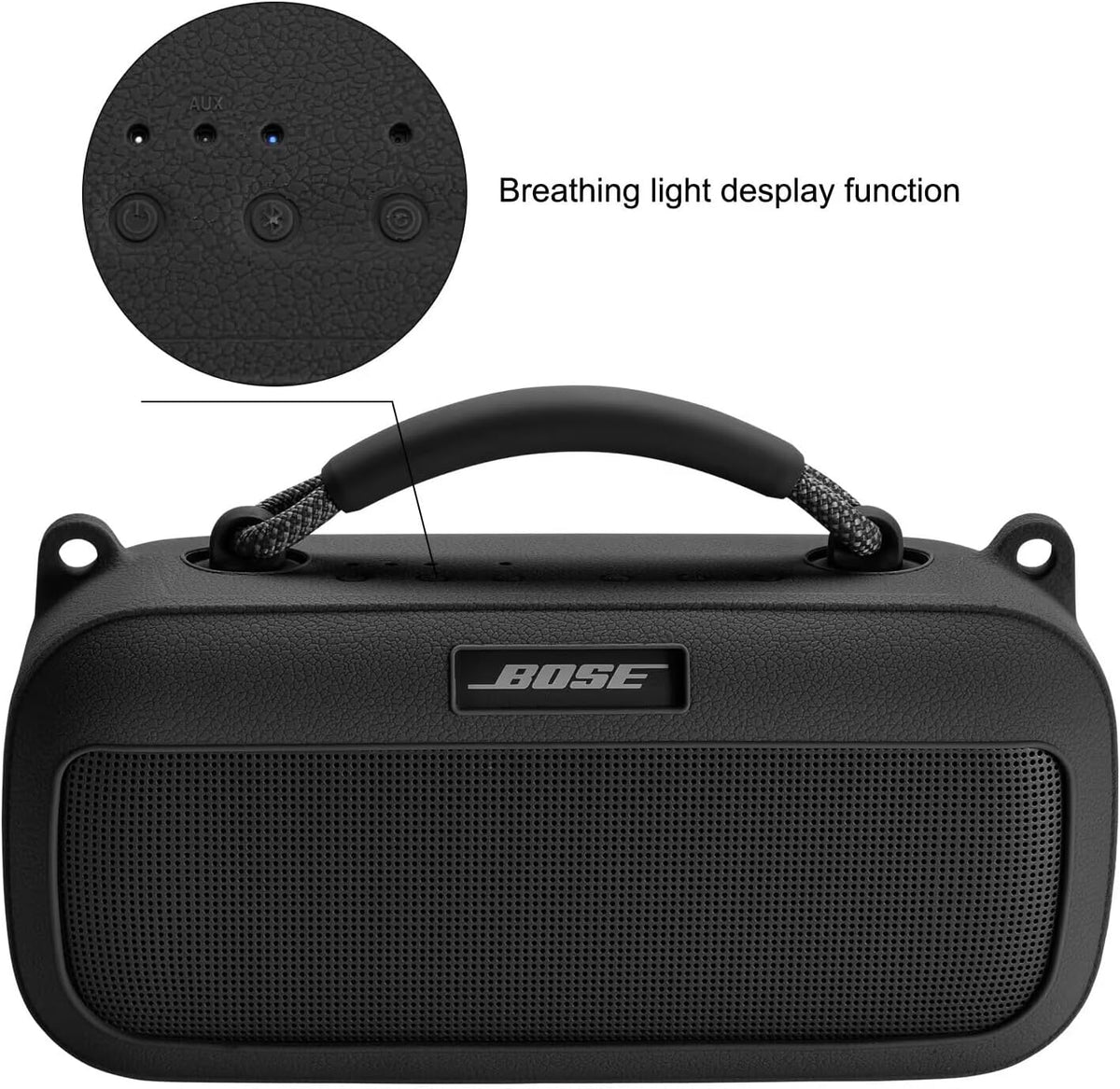 Carrying Silicone Cover Case Compatible with New Bose SoundLink Max Portable Speaker (Black) - PuriLite