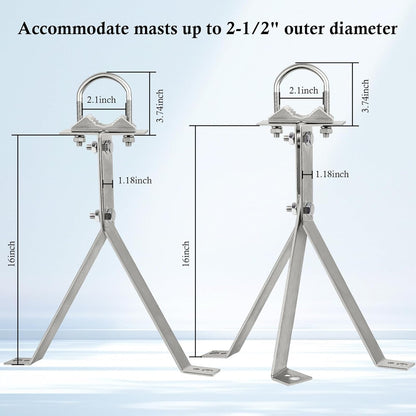 XRDS-RF 16 Inch Heavy-Duty Wall Mount Stand Off Mast for TV Antenna - Windproof Mounting Bracket (2-Leg + 2-Leg) - PuriLite