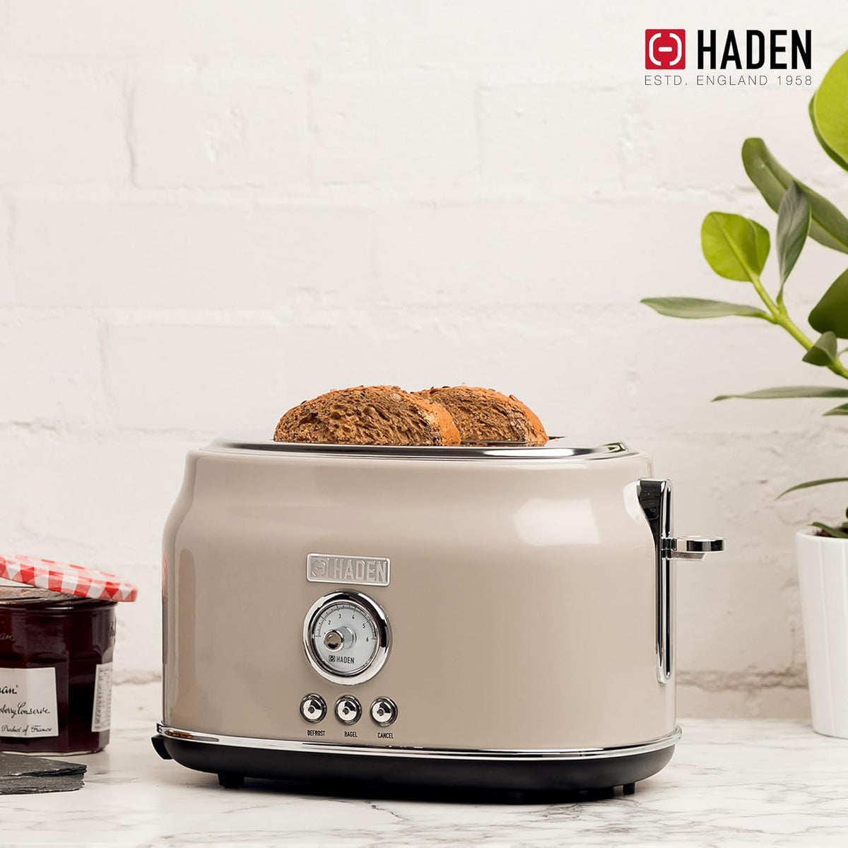 Haden Dorset 75083 Stainless Steel 1500W Retro Toaster 4 Slice Wide Slot w/Removable Crumb Tray and Settings, Black/Copper Toasters w/Adjustable Browning Control, Smart Toaster - PuriLite