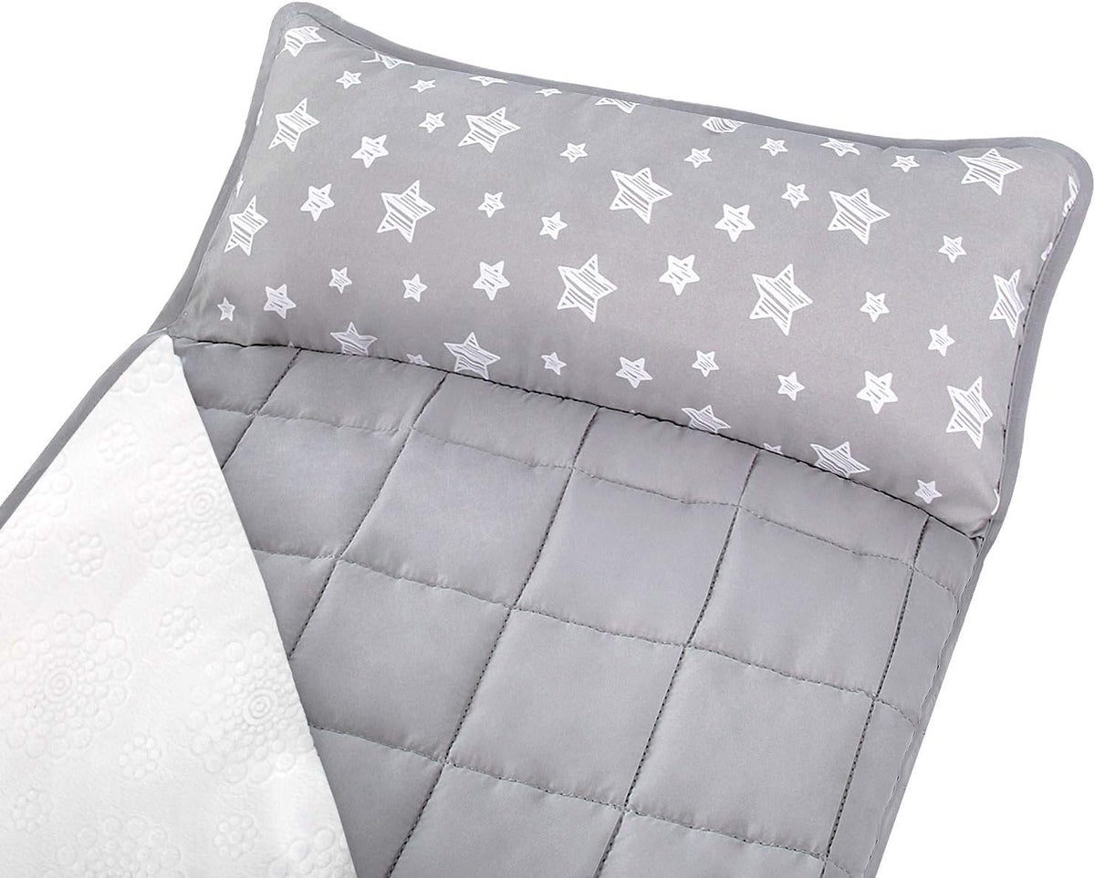 Toddler Nap Mat with Pillow and Fleece Minky Blanket, Kids Sleeping Bag Lightweight and Soft Perfect for Kids Preschool, Daycare, Travel Sleeping Bag Boys and Girls, Fit Standard Cot - PuriLite