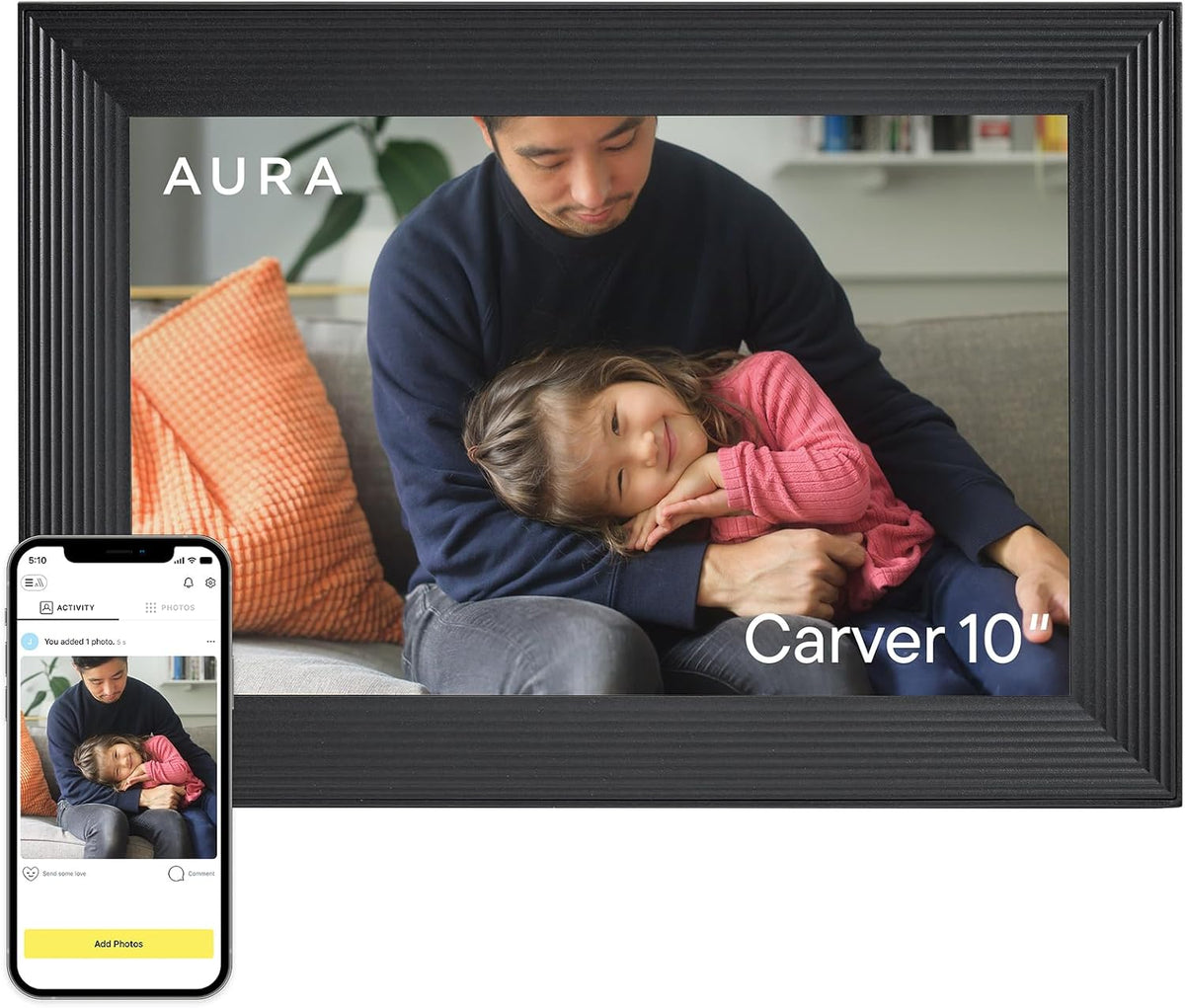 Aura Aspen 12" Digital Photo Frame - Black with Paper Mat - PuriLite