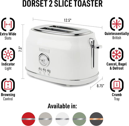 Haden Dorset 75083 Stainless Steel 1500W Retro Toaster 4 Slice Wide Slot w/Removable Crumb Tray and Settings, Black/Copper Toasters w/Adjustable Browning Control, Smart Toaster - PuriLite