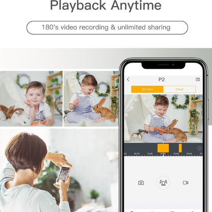 360° View 2K Pet Camera with Phone App, Indoor Security Camera, P2T Baby Monitor, Pan/Tilt, Motion & Sound Detection, Night Vision,Two-Way Audio, Works with Alexa - PuriLite
