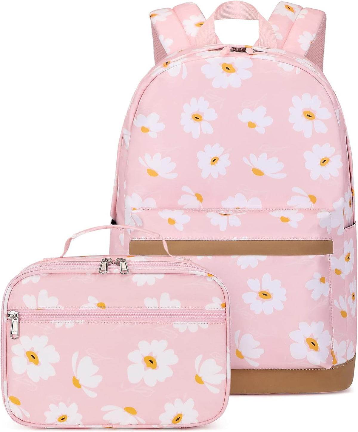3Pcs Daisy Prints Backpack for Girls Bookbag set Primary School Daypack Elementary Students Knapsack with Lunch Box - PuriLite