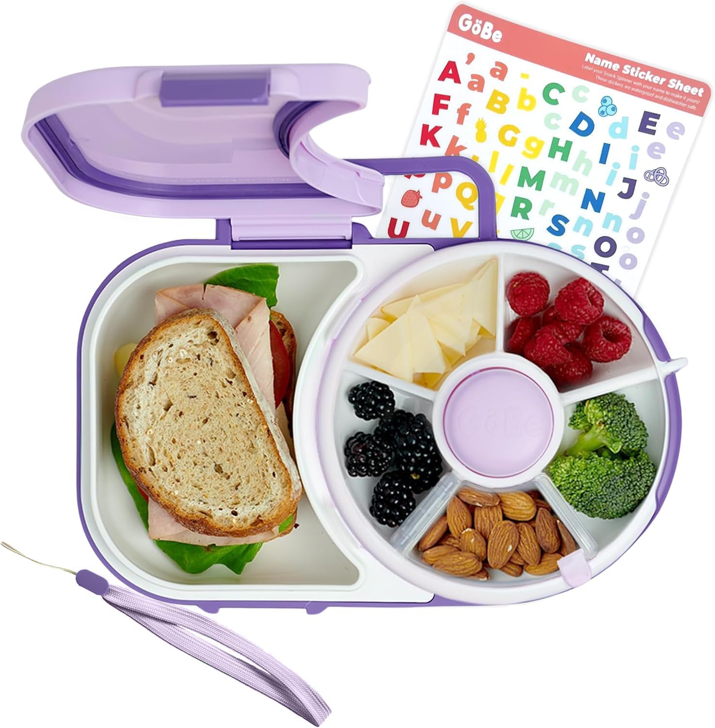 GoBe Kids Lunchbox - Reusable Snack Container with 5 Compartment Dispenser and Lid | BPA and PVC Free | Dishwasher Safe | No Spill, Leakproof - PuriLite