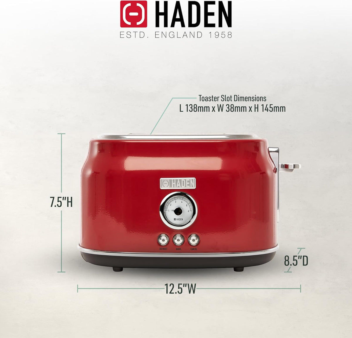 Haden Dorset 75083 Stainless Steel 1500W Retro Toaster 4 Slice Wide Slot w/Removable Crumb Tray and Settings, Black/Copper Toasters w/Adjustable Browning Control, Smart Toaster - PuriLite