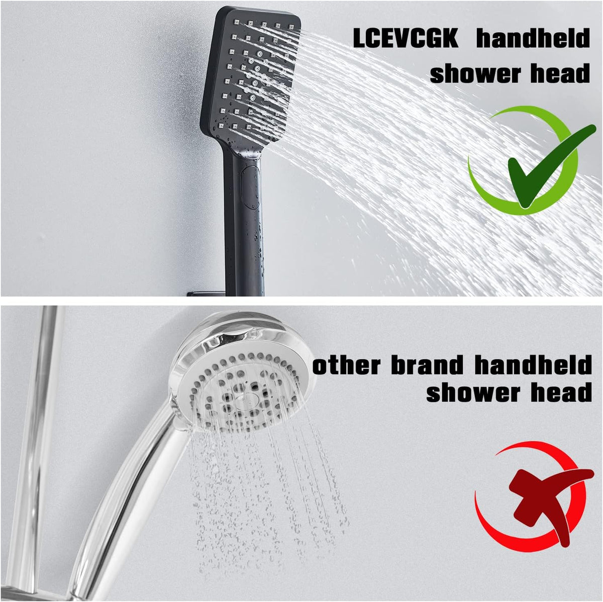 LCEVCGK Shower Faucet Set Complete Matte Black Shower System with 8 inch Square Rainfall Shower Head 3-Function Handheld Shower Waterfall Bathtub Spout Rain Shower Combo Set Bathroom Wall Mounted - PuriLite