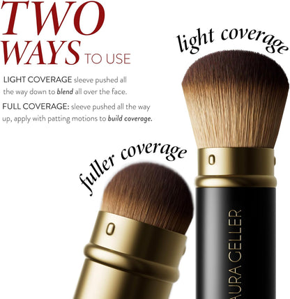 LAURA GELLER NEW YORK Dual-Ended Blush + Bronzer Brush - Blush Bronzer Contour Face Makeup Brush - PuriLite