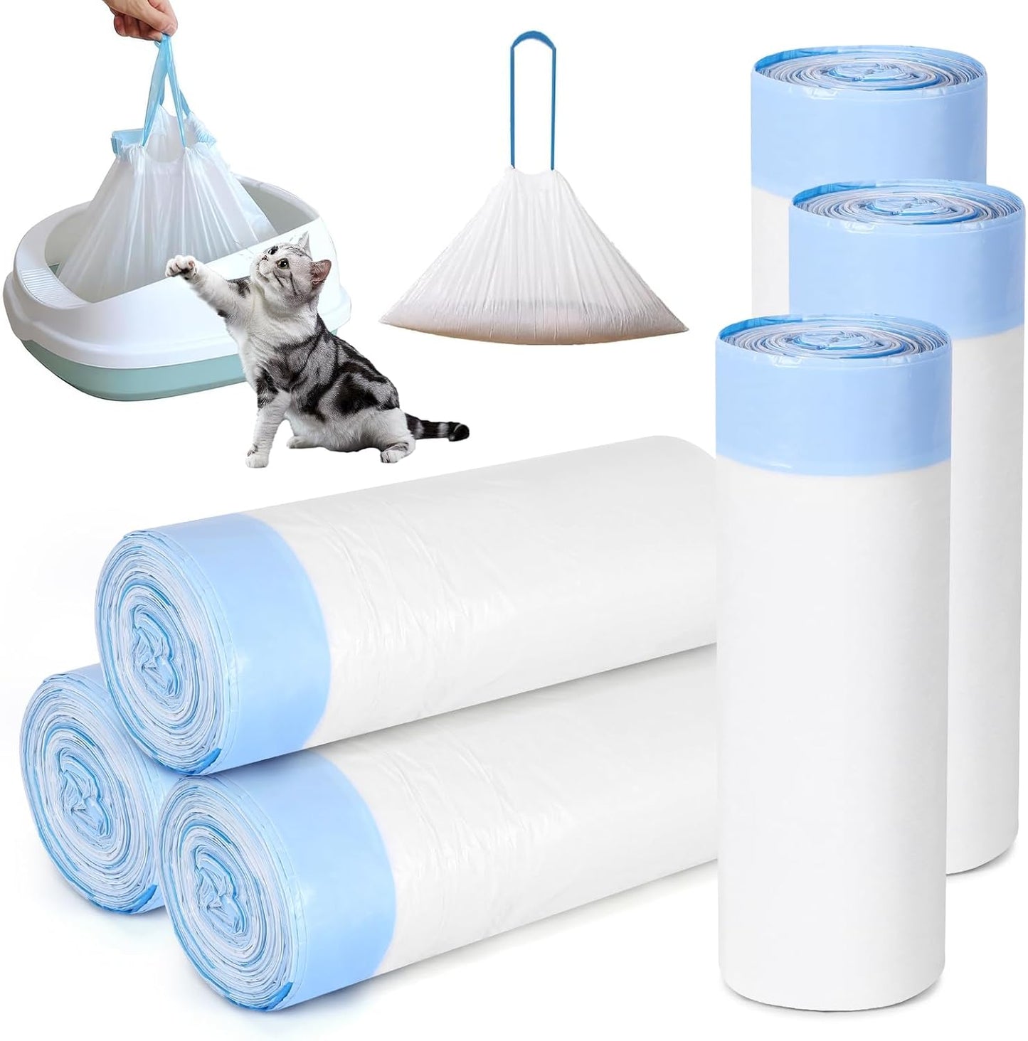 Cat Litter Box Liners, 120 Count Large Cat Litter Bags Thickened Cat Litter Waste Receptacles Bags Automatic Self Cleaning Cat Litter Box Liner, Universal Compatible for Most Litter Boxs - PuriLite