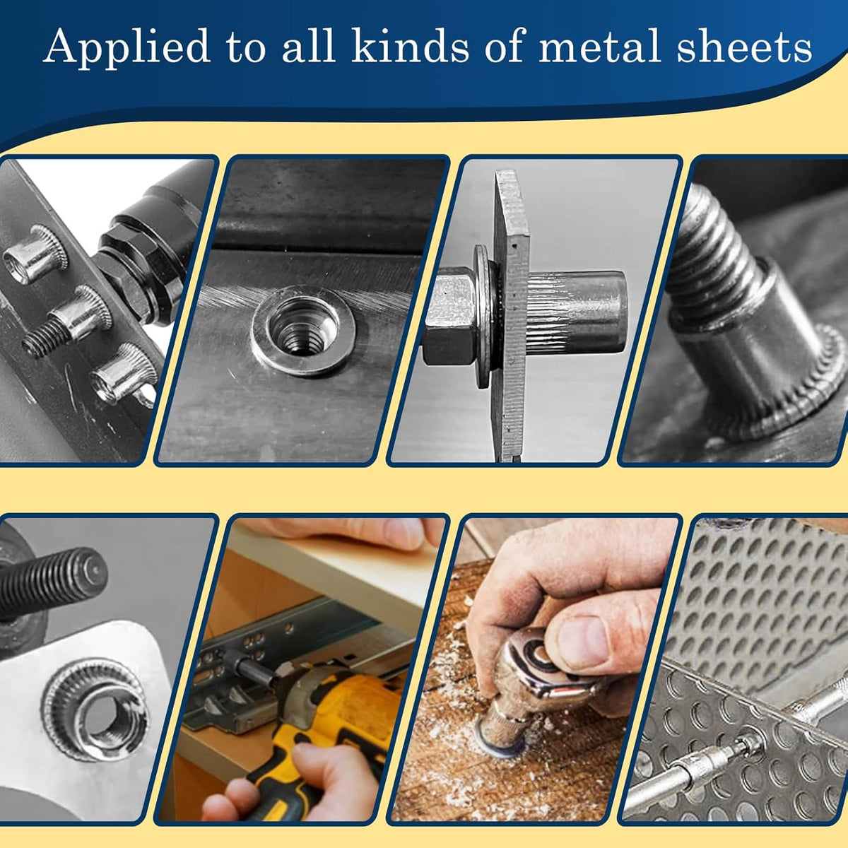 Vifmy Metric & SAE Rivet Nut Assortment Kit(420 Pcs),m3 m4 m5 m6 m8 m10 m12#6-32#8-32#10-24 1/4"-20 5/16"-18 3/8"-16 UNC Flat Head Rivnut Set,Zinc Plated Finish Carbon Steel Nutsert - PuriLite