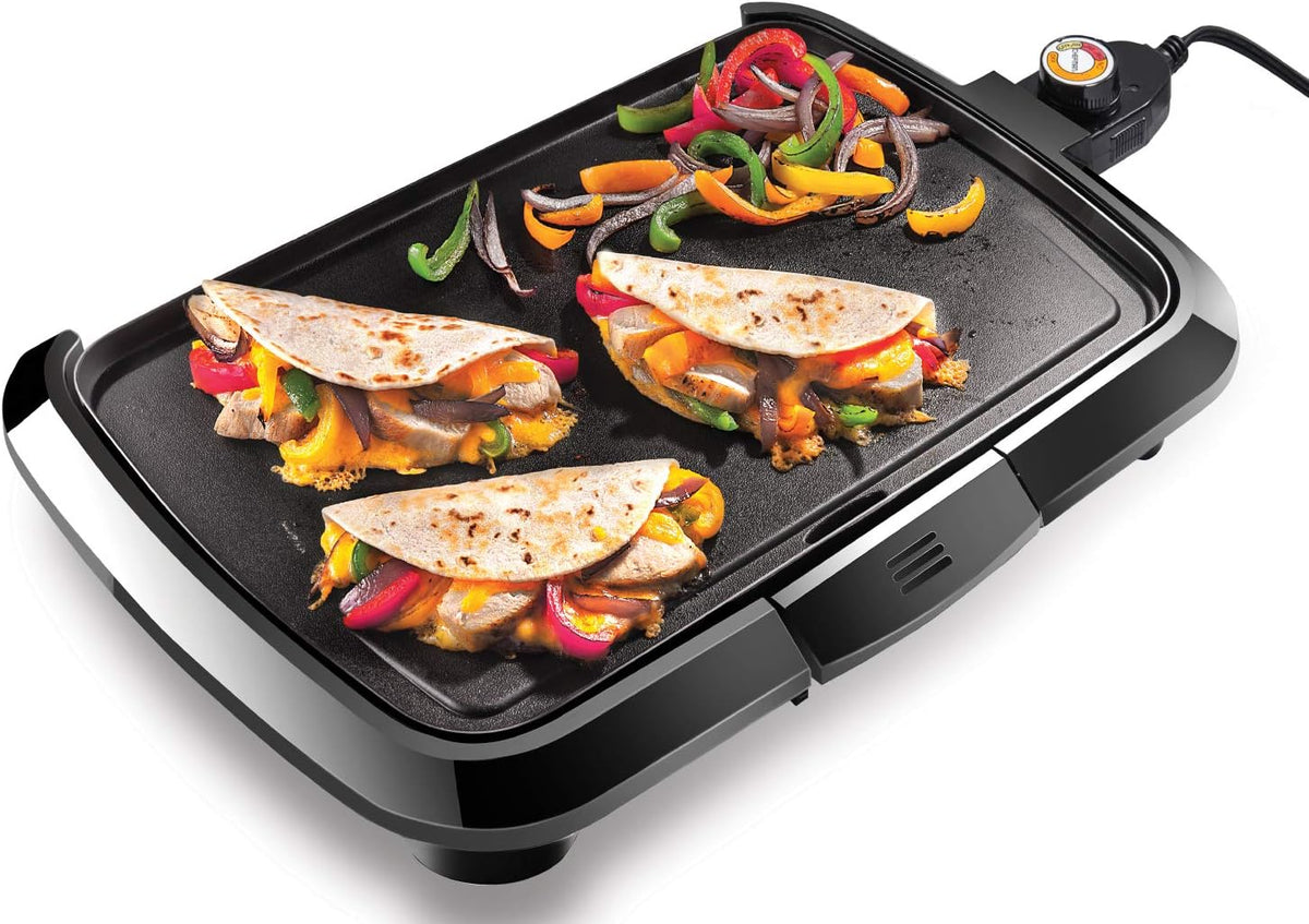 Chefman Electric Griddle, Fully Immersible and Dishwasher Safe Features, Adjustable Temperature Control Allows for Versatile Cooking and Removable Slide-out Drip Tray for Easy Cleaning, Black - PuriLite