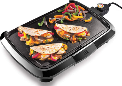 Chefman Electric Griddle, Fully Immersible and Dishwasher Safe Features, Adjustable Temperature Control Allows for Versatile Cooking and Removable Slide-out Drip Tray for Easy Cleaning, Black - PuriLite