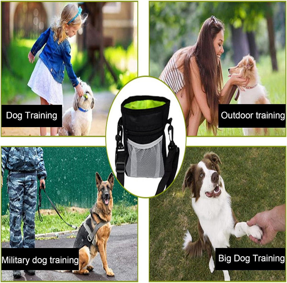 1 Pcs Dog Treat Training Pouch,with 2 Belts, Treat Pouch Dog Training Contains 2 Rolls of Poop Bags, Adjustable Dog Treat Bag, Hands-Free Puppy Training Pouch for Dog Treats (Black) - PuriLite
