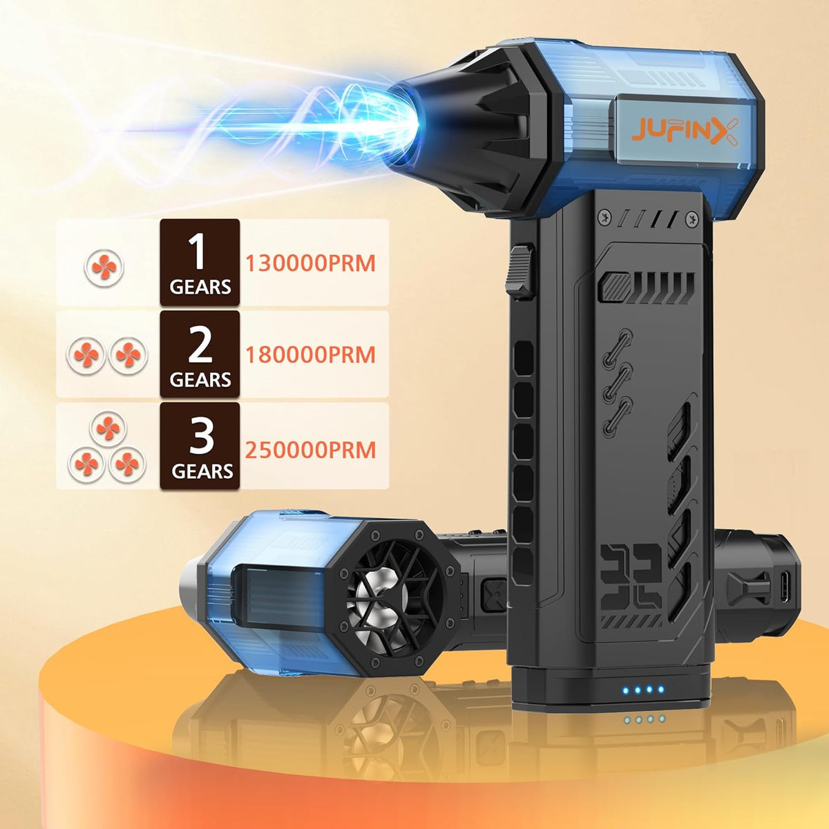 X301 Compressed Air Duster-250000RPM Super Power Electric Air Duster, Replaceable Batteries,Long Life mini Blower, 3-Gear Adjustable,4 nozzles for Computer, Keyboard, Outdoors and Car Cleaning - PuriLite