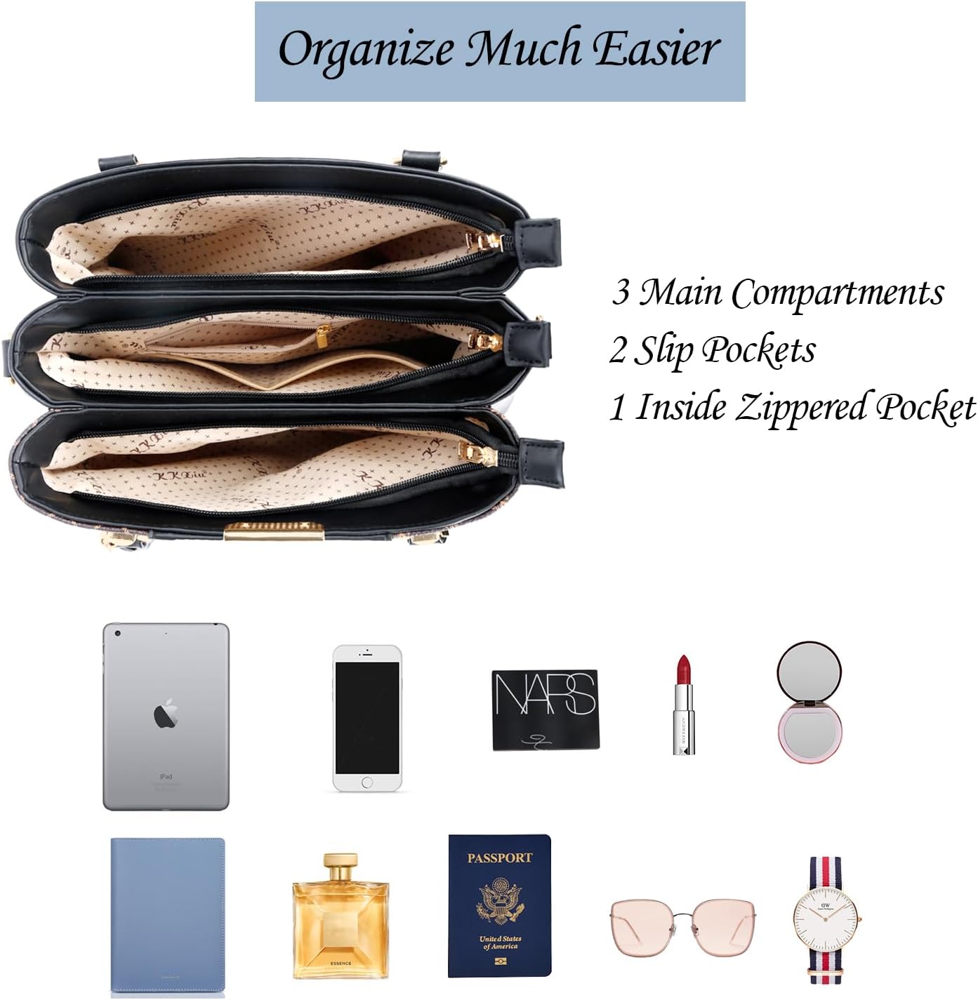KKXIU Trendy Tote Bag for Women Lightweight Oxford Big Capacity Shoulder Purses and Handbags - PuriLite
