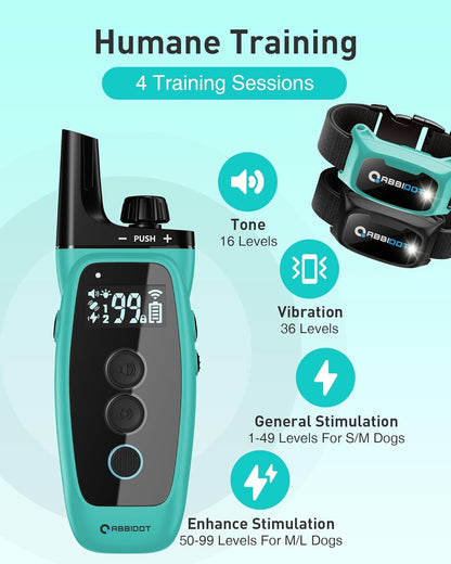 ABBIDOT Shock Collar 2 Dogs - 3300ft Dog Training Collar with Remote, 151 Levels Electric Collar, Safety Lock, Waterproof Rechargeable E Collar for Small Medium Large Dogs (Deep Black, 2 Collars) - PuriLite
