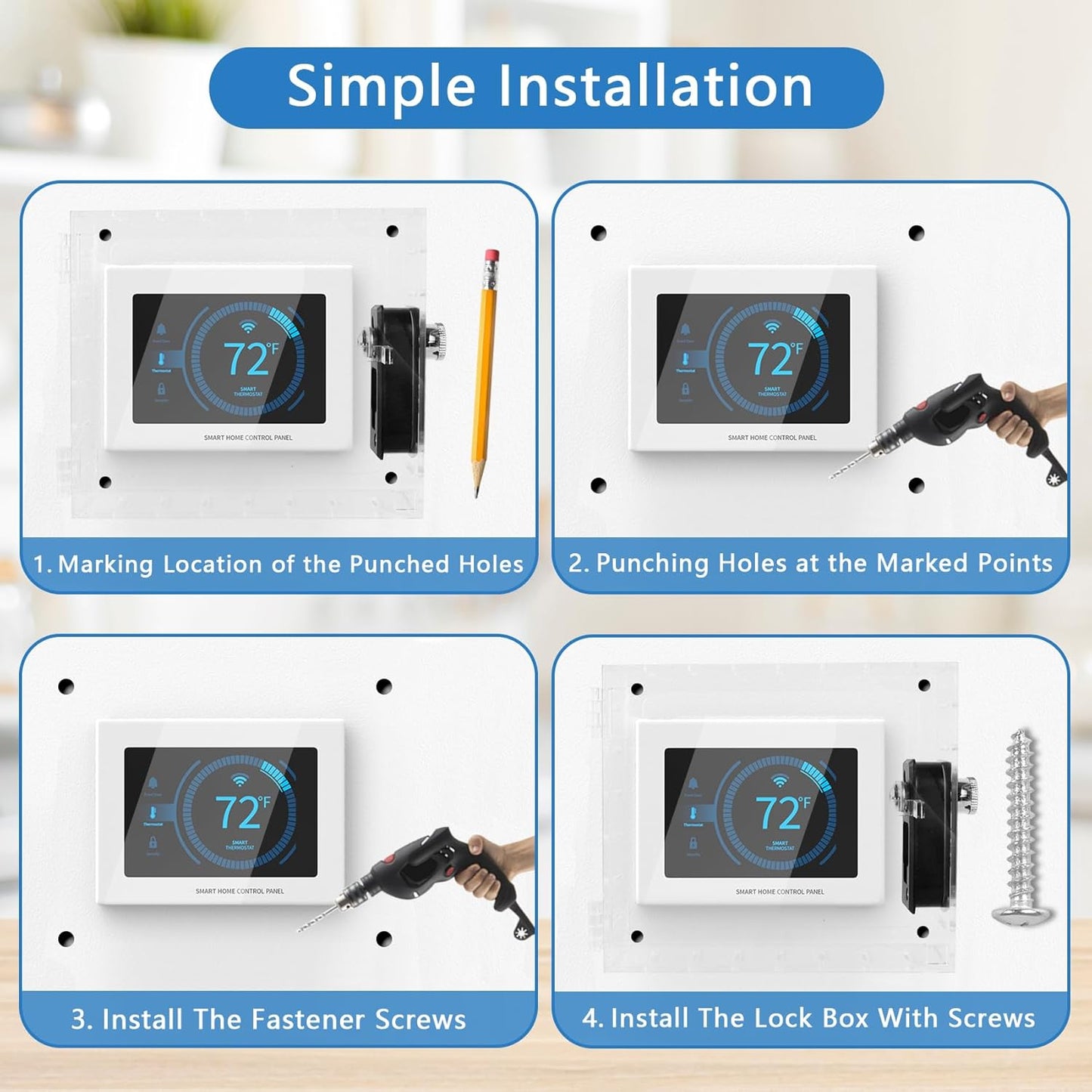 ClarityCraze Universal Thermostat Lock Box, Clear Guard, AC Control, Fits Thermostats Up to 6.88" H x 4.25" W or Smaller - PuriLite