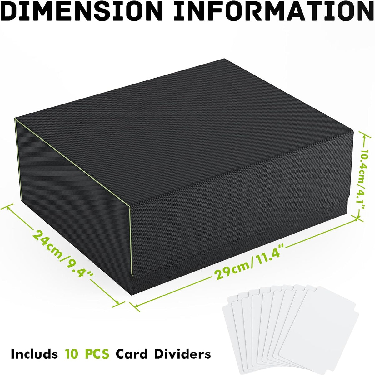 ZLCA Card Storage Box for MTG PTCG, Commander Deck Box Holds 3000+ Cards, Card Storage Case with 4 Stoppers, Card Organizer for TCG Sport Cards (Black) - PuriLite
