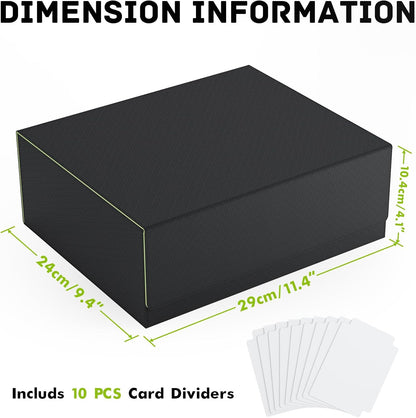 ZLCA Card Storage Box for MTG PTCG, Commander Deck Box Holds 3000+ Cards, Card Storage Case with 4 Stoppers, Card Organizer for TCG Sport Cards (Black) - PuriLite