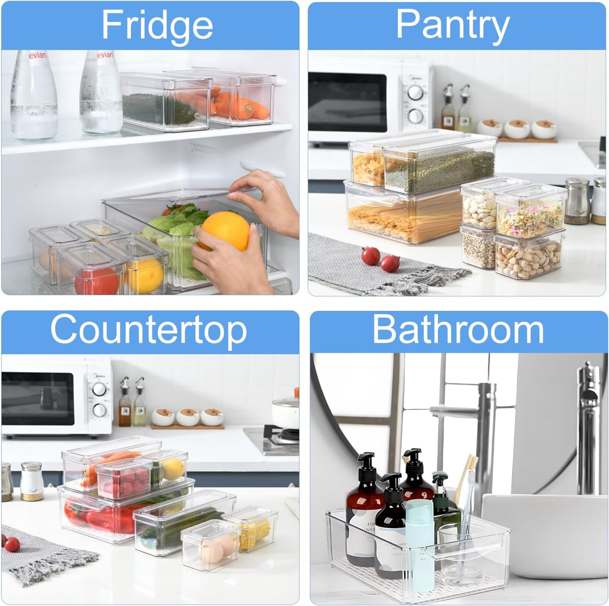 Pure Future 50-Piece Large Airtight Food Storage Containers with Lids, BPA-Free Stackable & Microwave Safe Kitchen Set for Meal Prep, Freezer Use - 25 Containers & Lids, Leakproof Design - PuriLite