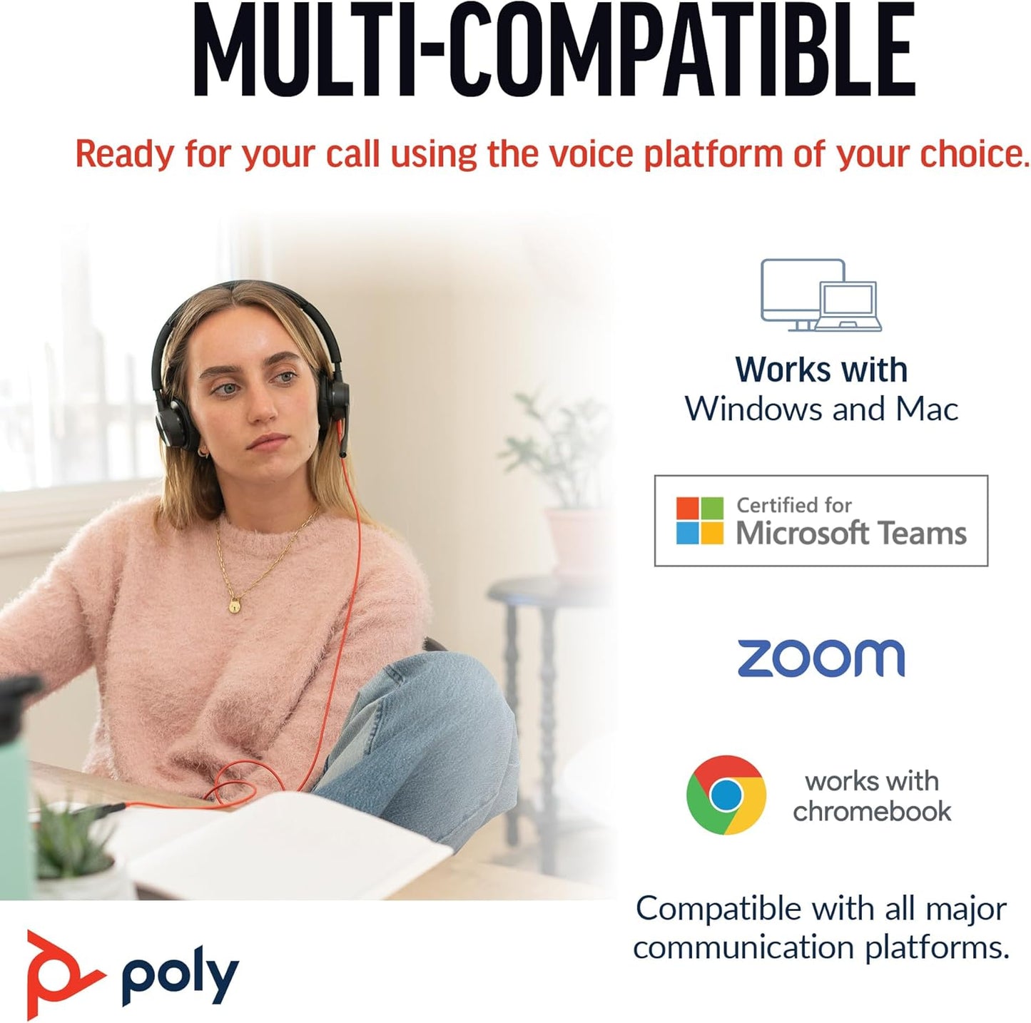 Poly Blackwire 8225 Premium Wired Headset (Plantronics) – Active Noise Canceling – Hi-fi Stereo - Connect to PC/Mac - Works w/Teams, Zoom - Amazon Exclusive - PuriLite
