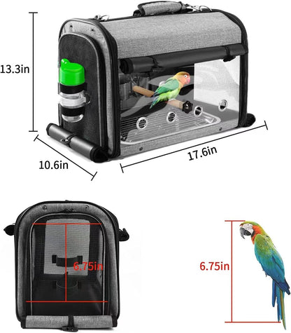 Bird Carrier Bag With Stand - Lightweight Backpack for Parrot, Portable Travel Cage, Pet Transparent Breathable Carrier