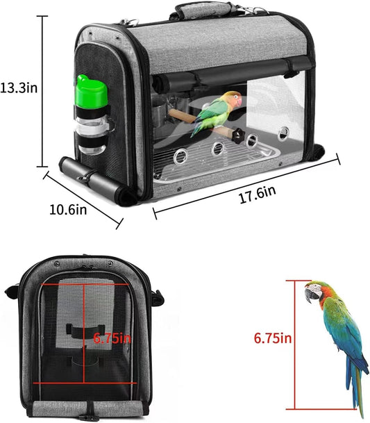 Bird Carrier Bag With Stand - Lightweight Backpack for Parrot, Portable Travel Cage, Pet Transparent Breathable Carrier
