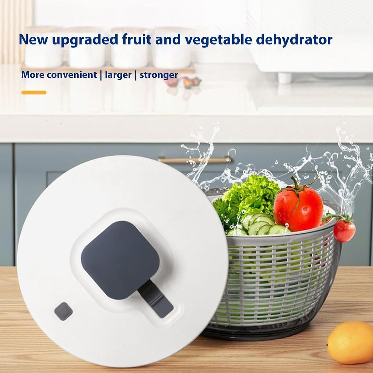 Manual Hand Powered Salad Spinner with Storage Lid and Colander Bowl Vegetable Dehydrator with Drain Basket - PuriLite
