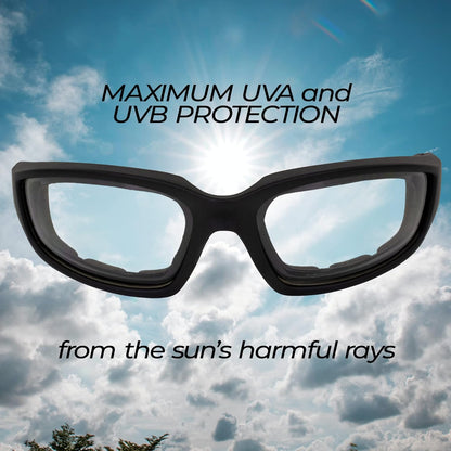 Global Vision Eyewear Kickback Sunglasses with Ethylene Vinyl Acetate Foam, Clear Lens - PuriLite