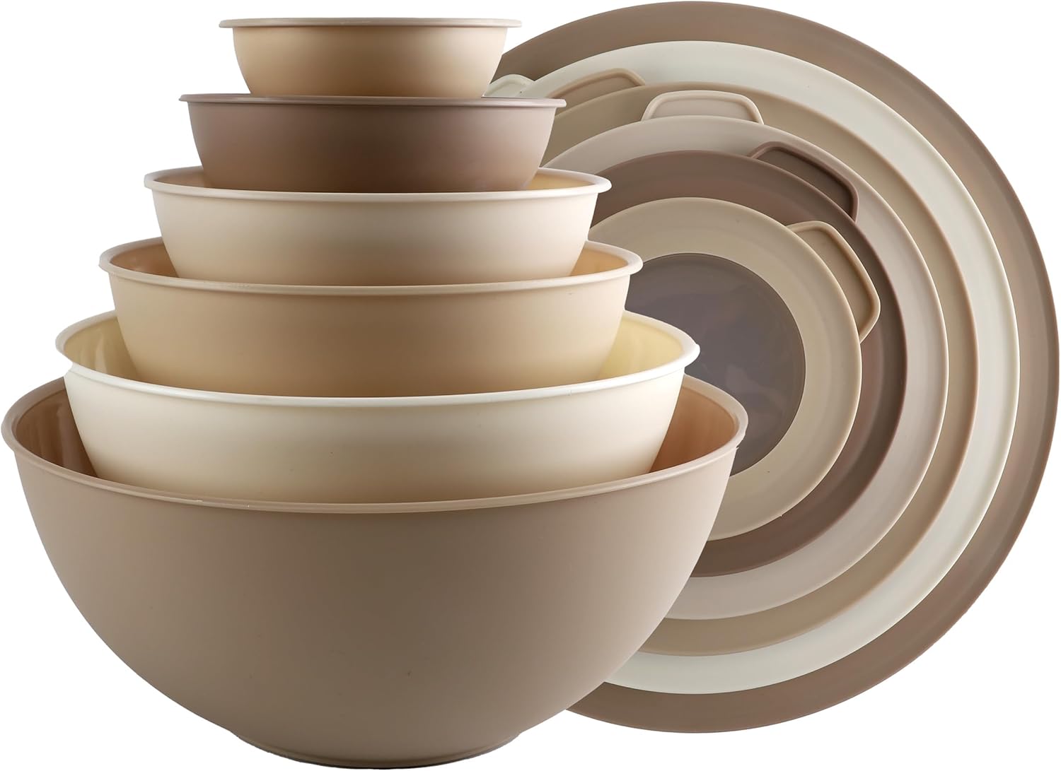 COOK WITH COLOR Mixing Bowls with TPR Lids - 12 Piece Plastic Nesting Bowls Set Includes 6 Prep Bowls and 6 Lids, Microwave Safe Mixing Bowl Set (Mint) - PuriLite