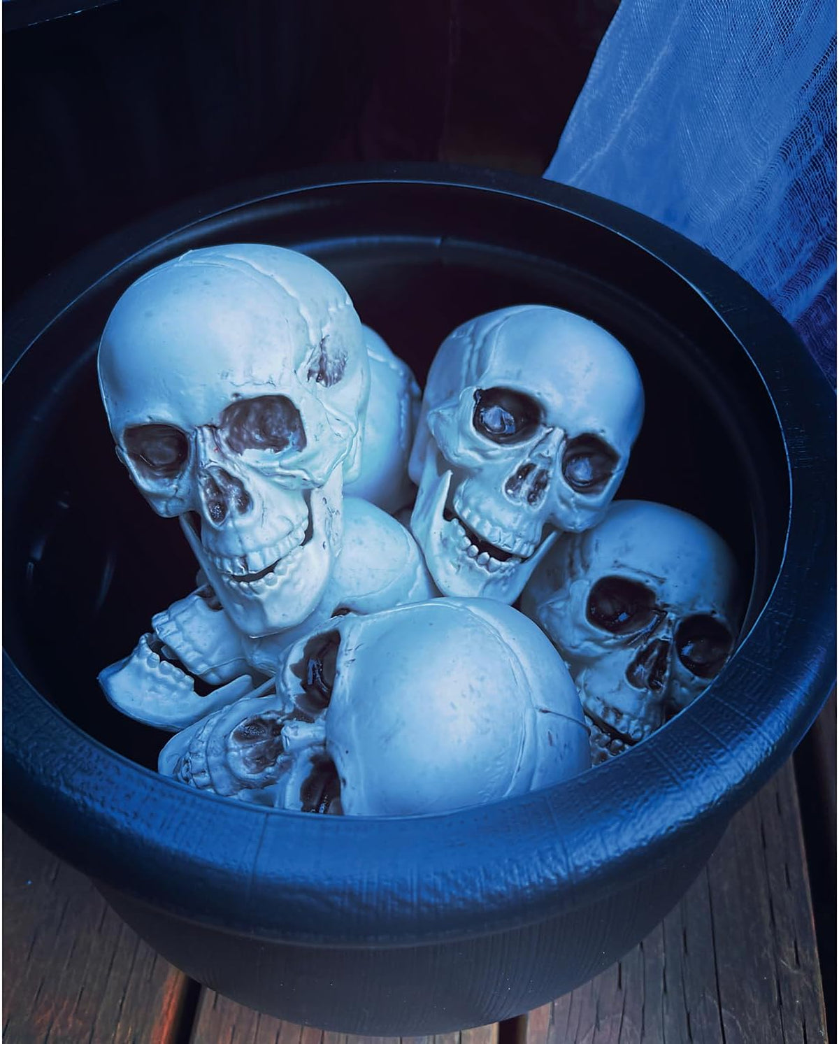 happy deals HALLOWEEN SKELETON SKULLS - 3 PC - 5 INCH with MOVING JAW - PuriLite