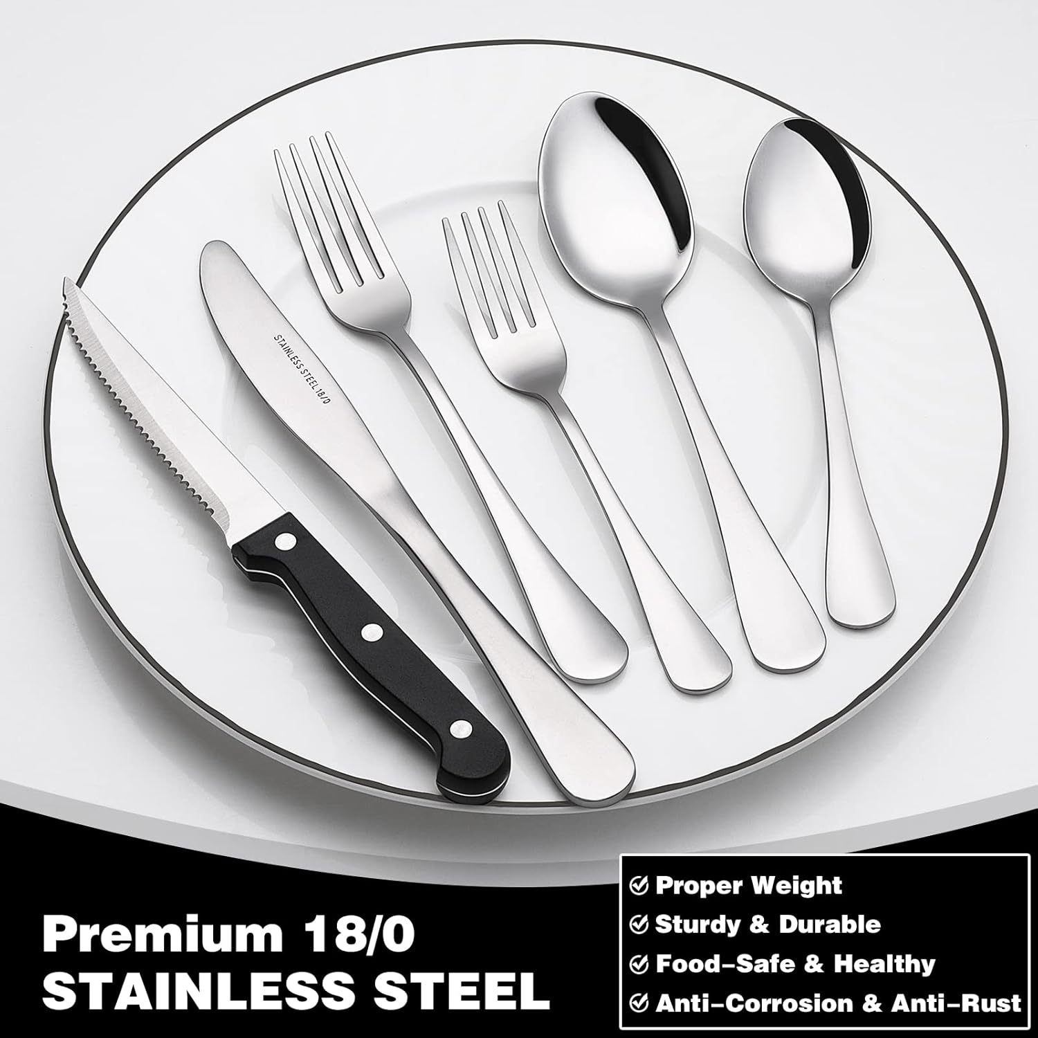 Purilite Select 48-Piece Silverware Set with Steak Knives - PuriLite