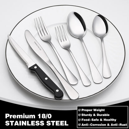 Purilite Select 48-Piece Silverware Set with Steak Knives - PuriLite