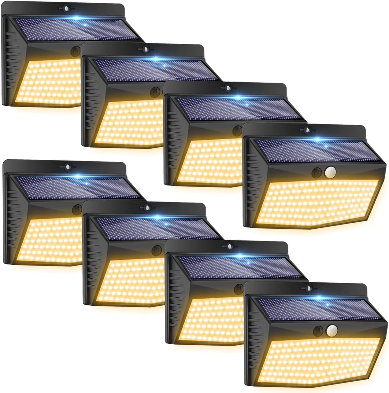 Solar Lights Outdoor, [ 8 Pack/138LED ] Solar Motion Sensor Light Outdoor with 3 Lighting Modes Wireless Waterproof Solar Wall Lights Solar Security Lights for Fence Yard Garden Deck Garage - PuriLite