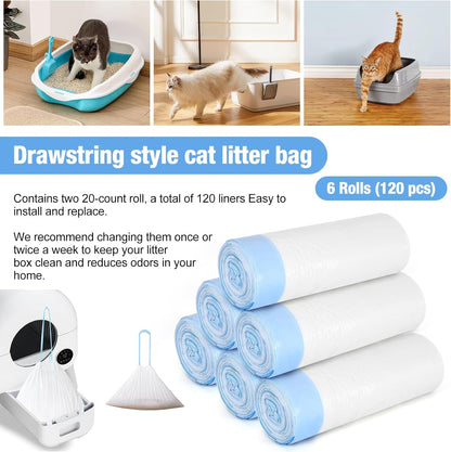 Cat Litter Box Liners, 120 Count Large Cat Litter Bags Thickened Cat Litter Waste Receptacles Bags Automatic Self Cleaning Cat Litter Box Liner, Universal Compatible for Most Litter Boxs - PuriLite