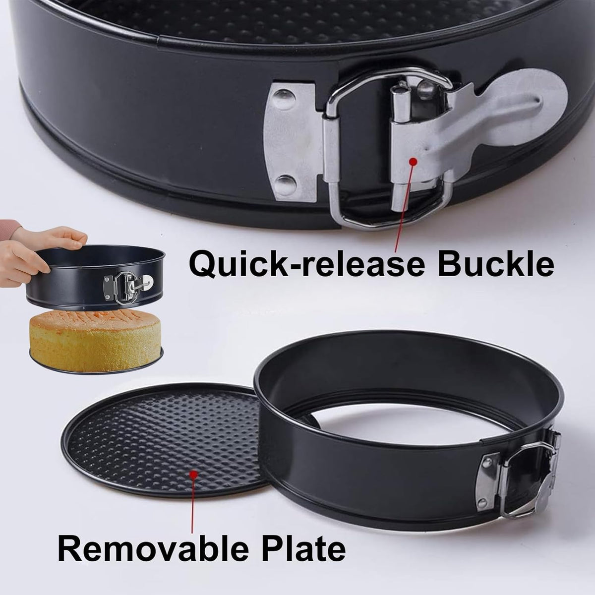 ELEBOX 9 inch Cheesecake Pan Springform Cake Pan, Non-Stick Baking Pan with Leakproof Design and Removable Bottom, Round Cake Tin Baking Mold for Birthday Cakes - PuriLite