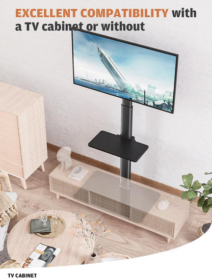 Universal TV Stand with Mount 80 Degree Swivel Height Adjustable and Tilt Function for 27 to 65 inch LCD, LED OLED TVs,HT1002B - PuriLite