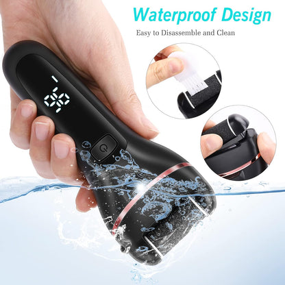Electric Callus Remover for Feet, 2 Speed Electric Foot File, Rechargeable Foot Scrubber Pedicure kit for Cracked Heels and Dead Skin with 3 Roller Heads. - PuriLite