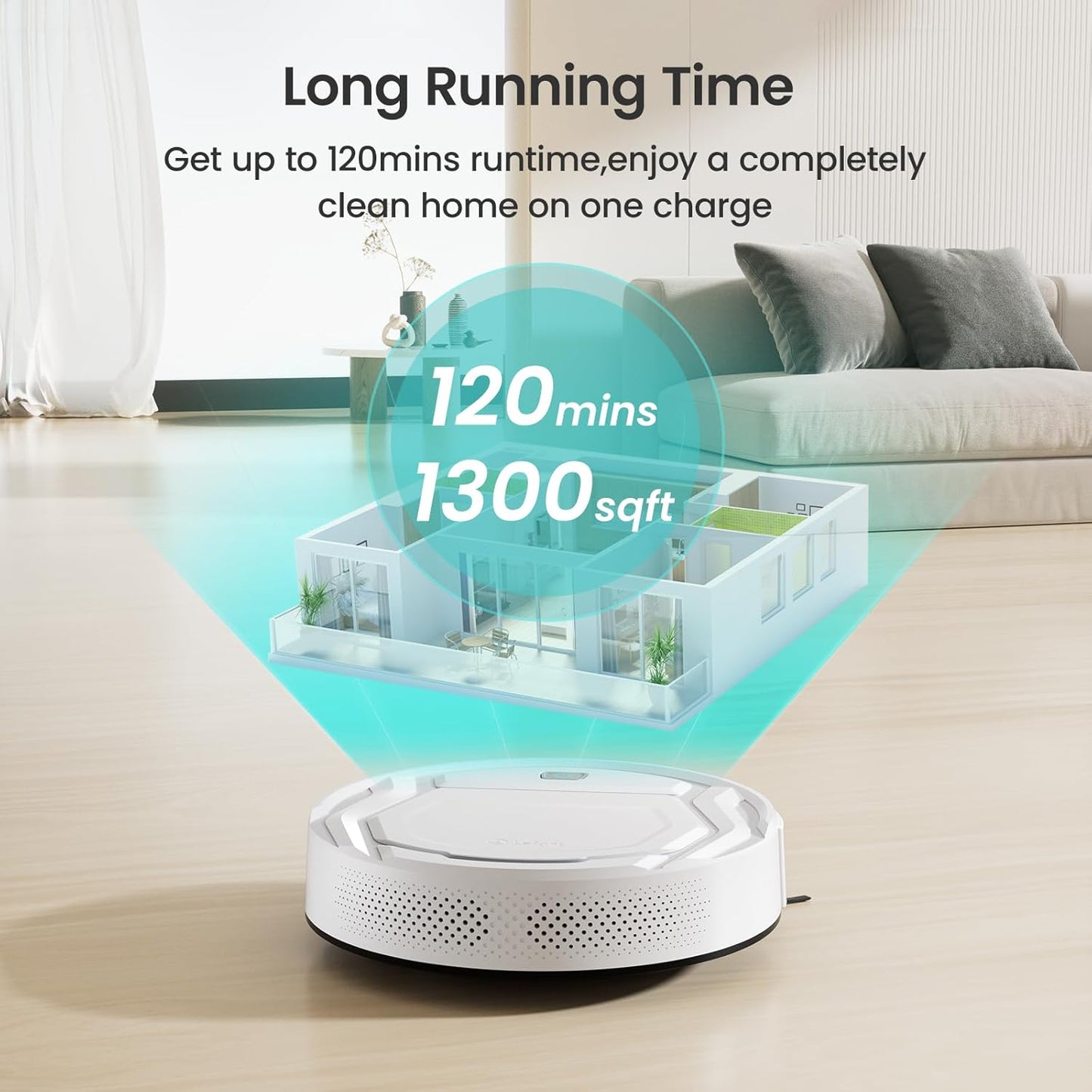 Lefant Robot Vacuums, 2200Pa Strong Suction, 120 Min Runtime, WiFi/App/Alexa Control, Self-Charging Robotic Vacuum Cleaner, Slim, Quiet, 6 Cleaning Modes Ideal for Pet Hair, Hard Floor (M210) - PuriLite