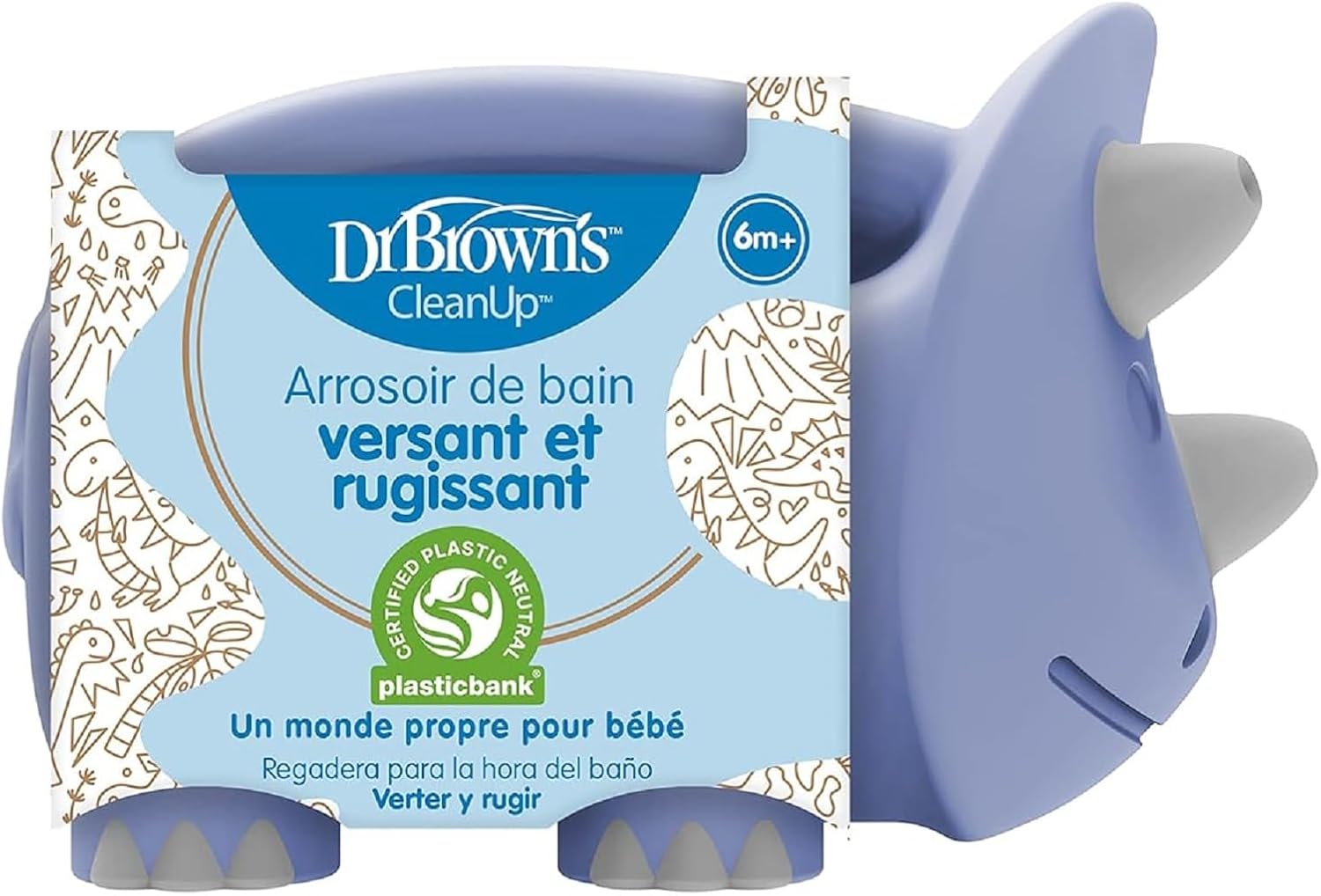 Dr. Brown’s CleanUp Pour & Roar Watering Can, Baby Bath Essentials Kids Toy, BPA Free, Certified Plastic Neutral, 6m+ - PuriLite